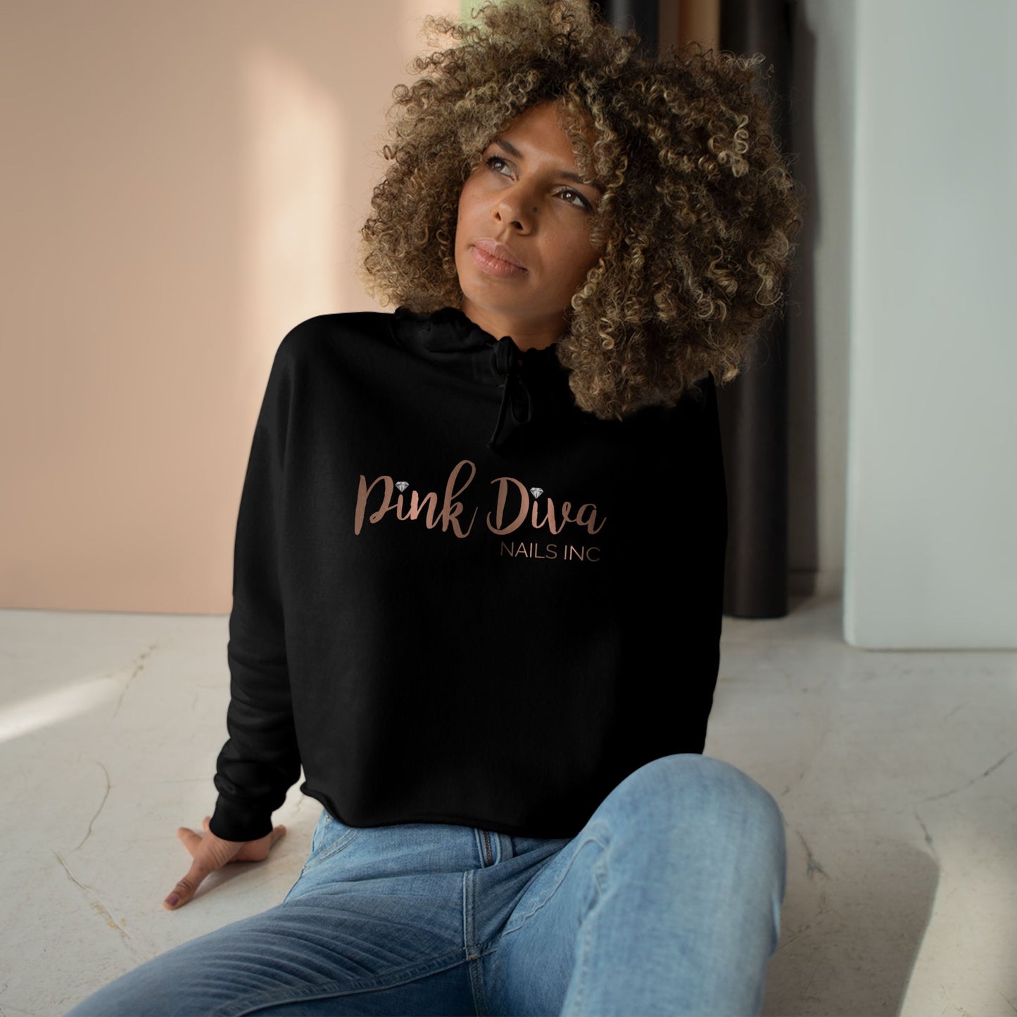 Pink Diva Crop Hoodie - Chic Apparel for Trendy Nail Enthusiasts