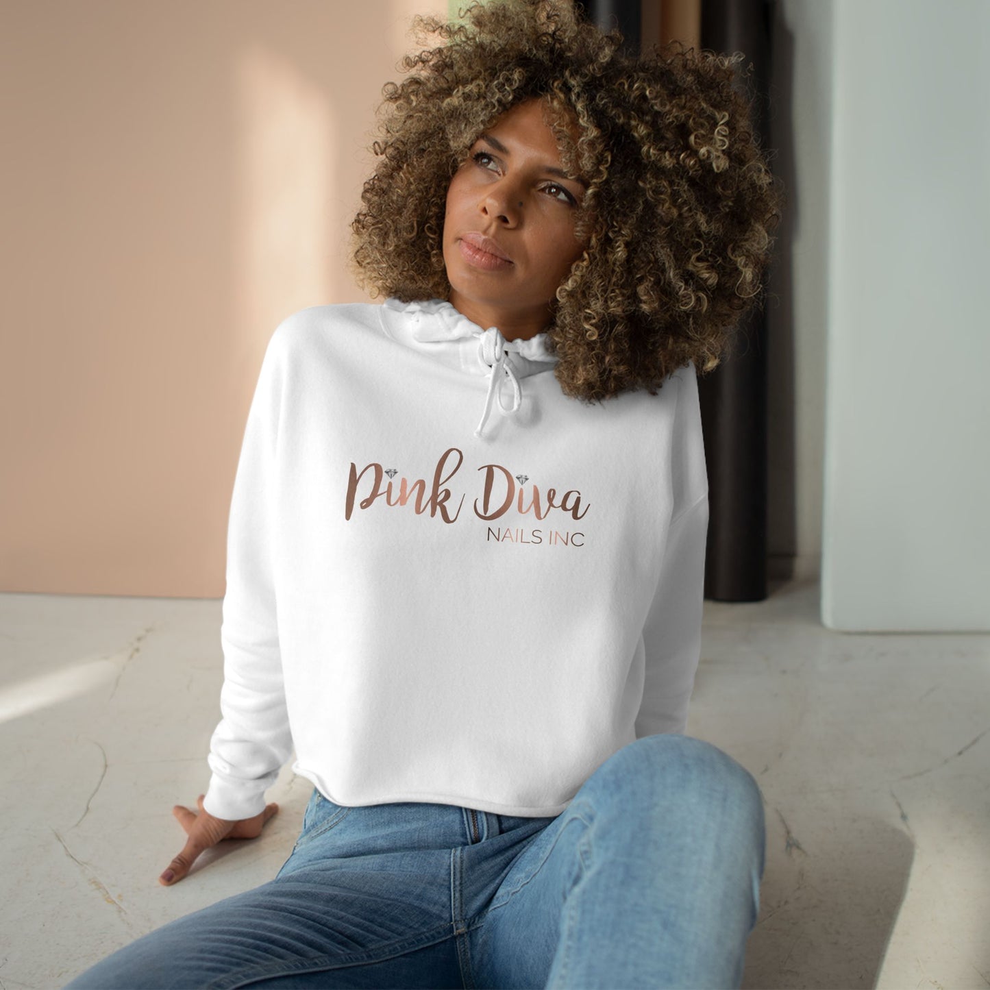 Pink Diva Crop Hoodie - Chic Apparel for Trendy Nail Enthusiasts